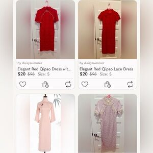 Bundle of 4 Elegant Red Qipao Dresses